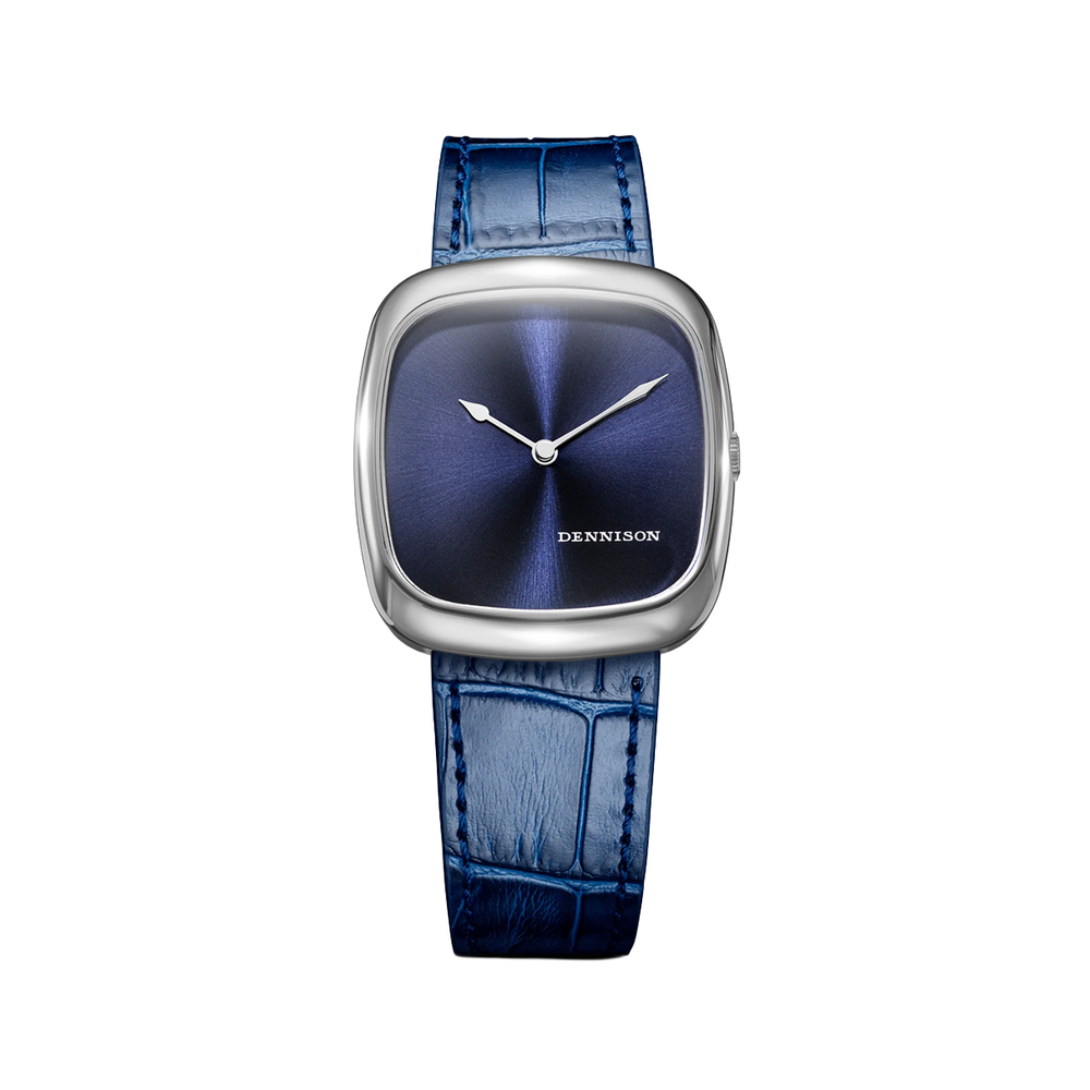 ALD Time Only Sunray Blue watch in steel 37mm with blue leather strap