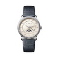 Villeret Moonphase 33.2mm - Opaline w/ Diamonds on Leather Strap