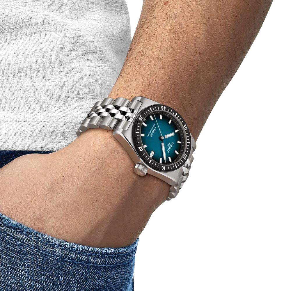PR516 Powermatic 80 38mm - Blue-Black on Bracelet | Teddy Baldassarre