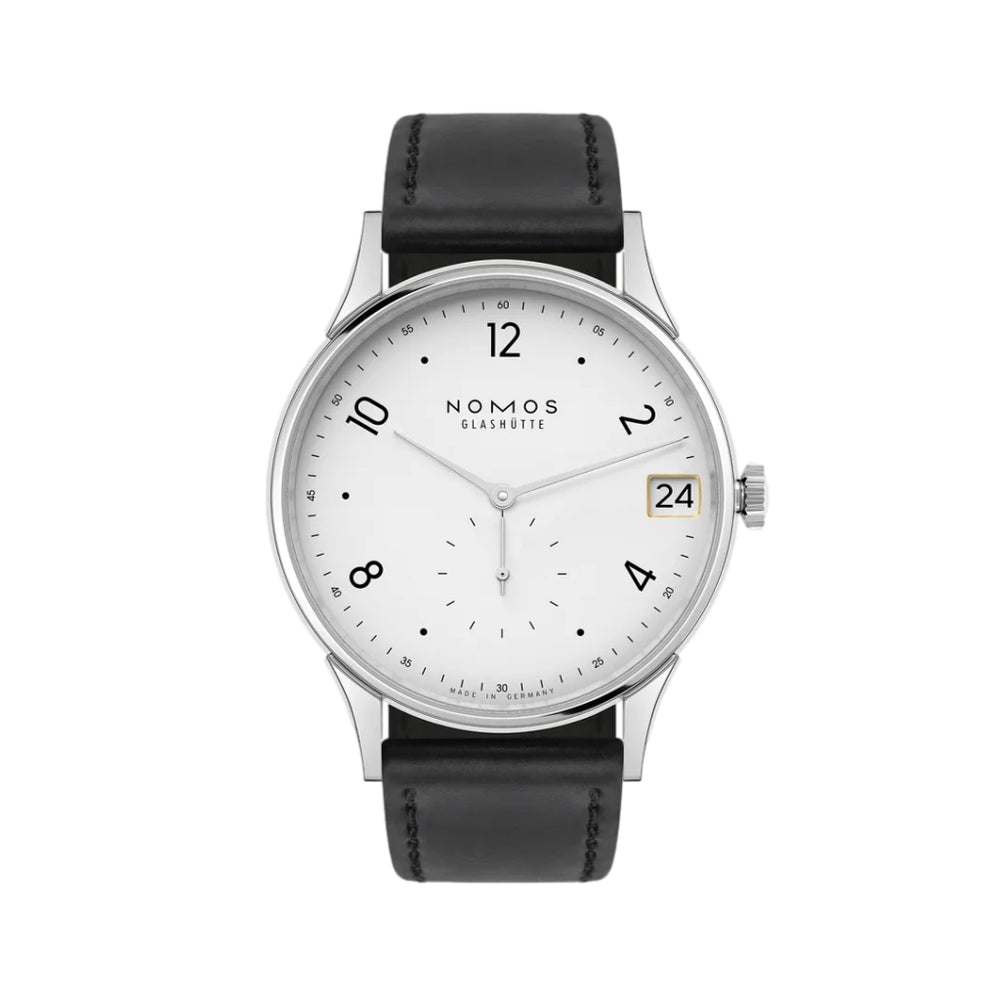 Minimatik Date 39mm - White Silver-Plated on Leather Strap