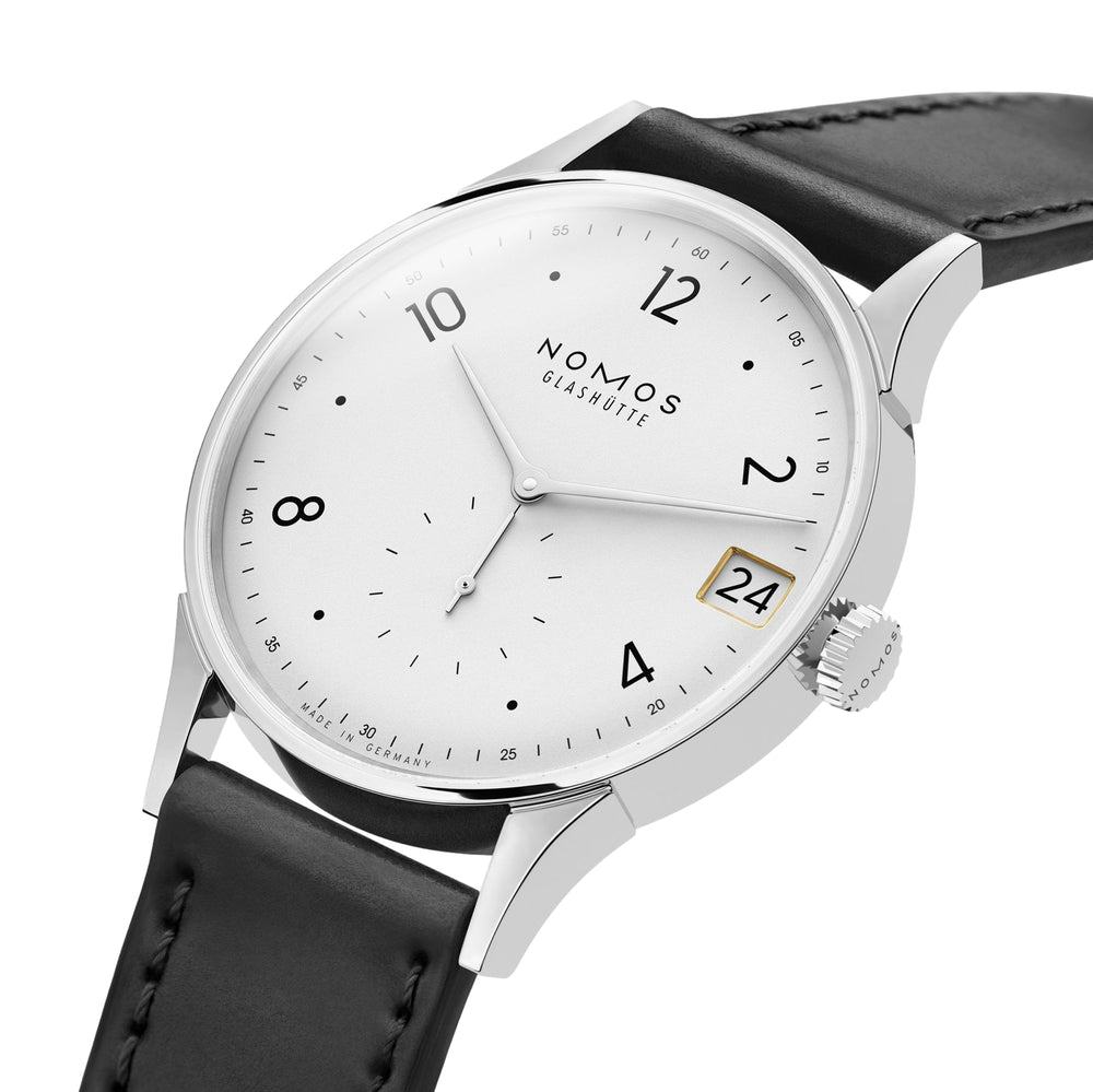 Minimatik Date 39mm - White Silver-Plated on Leather Strap