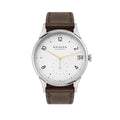 Minimatik Date Gold Hands 39mm - White Silver-Plated on Leather Strap