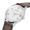 Minimatik Date Gold Hands 39mm - White Silver-Plated on Leather Strap