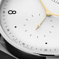 Minimatik Date Gold Hands 39mm - White Silver-Plated on Leather Strap