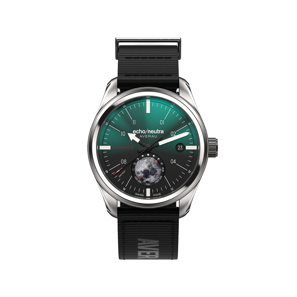 R Averau Moonphase Big Moon Green Degradè 39mm - Green on Fabric Strap
