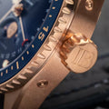 Fifty Fathoms Bathyscaphe Quantième Complet Phases de Lune Red Gold 43mm - Blue on Fabric Strap