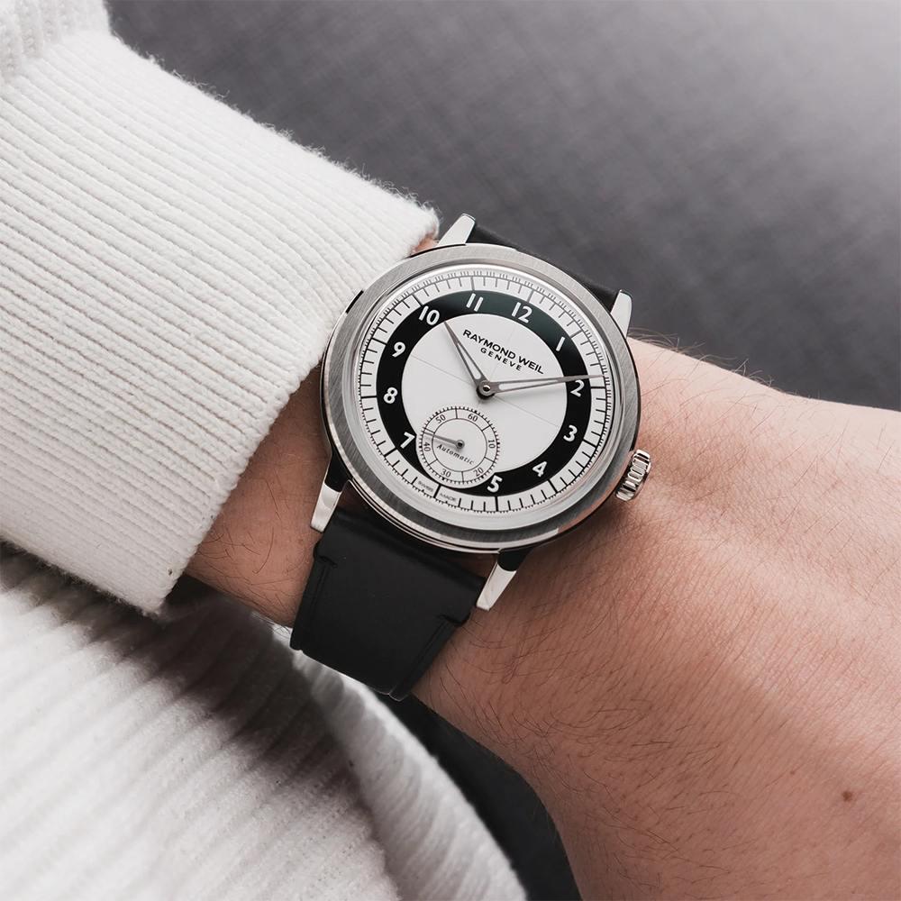 Millesime Small Seconds Tuxedo Dial 39mm - White on Leather Strap