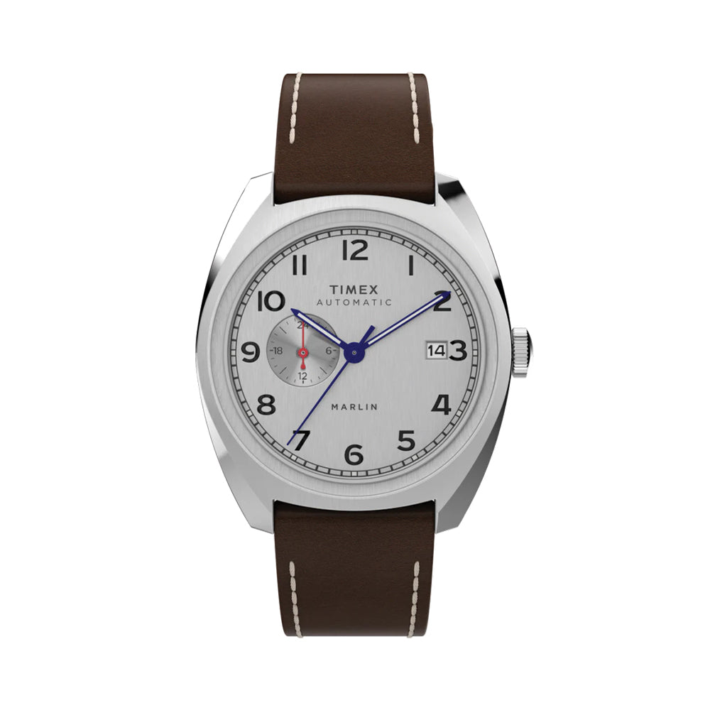 Marlin® Sub-Dial Automatic 39mm - Silver on Leather Strap