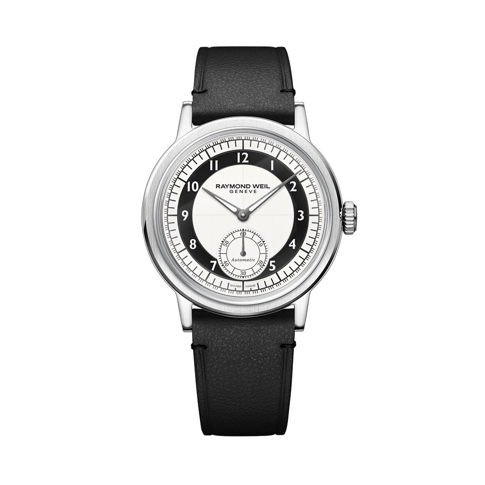 Millesime Small Seconds Tuxedo Dial 39mm - White on Leather Strap
