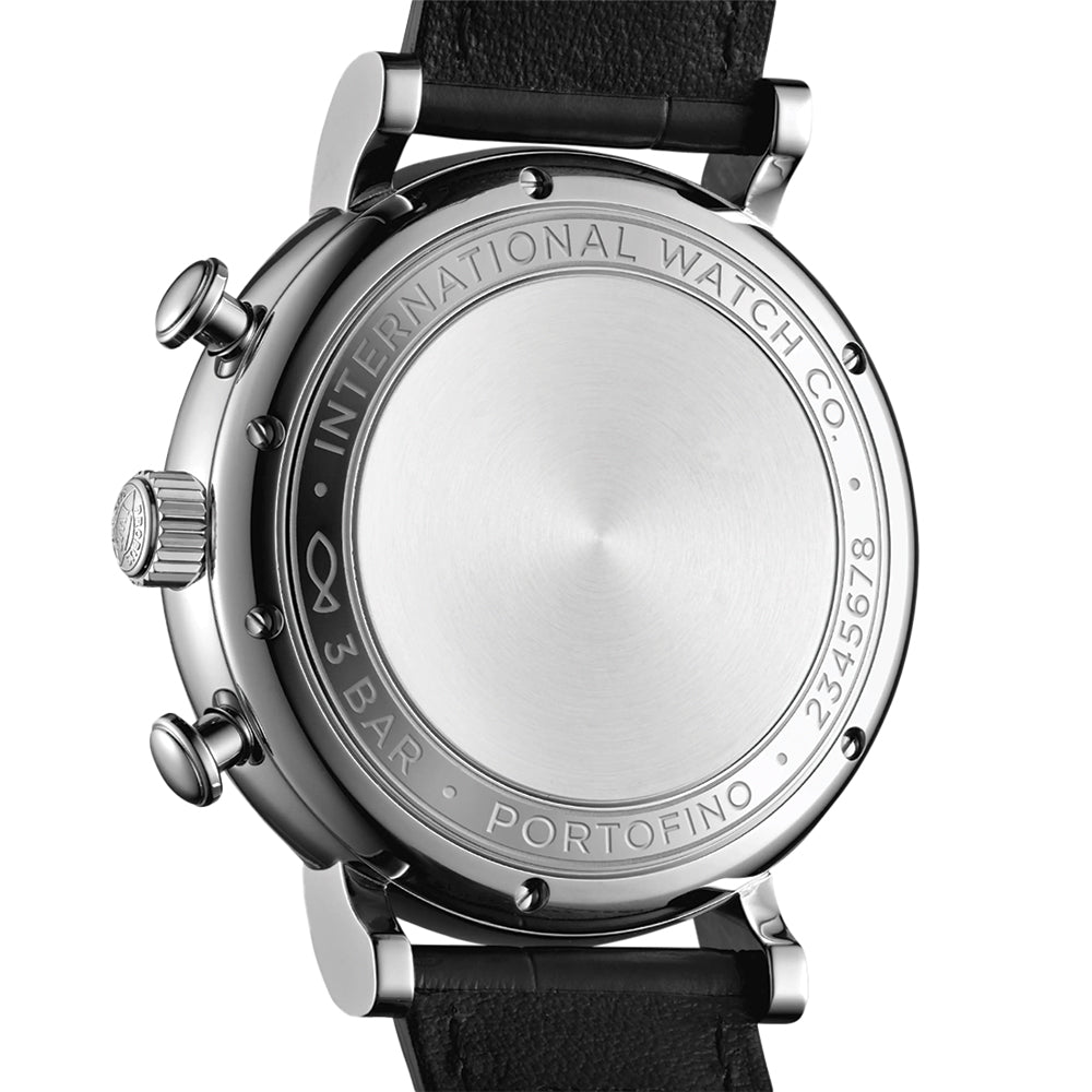 Portofino Chronograph Gold Accents 42mm - Silver-Plated on Leather Strap