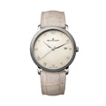 Villeret 40mm - Opaline Gold-Toned White on Alligator Leather Strap
