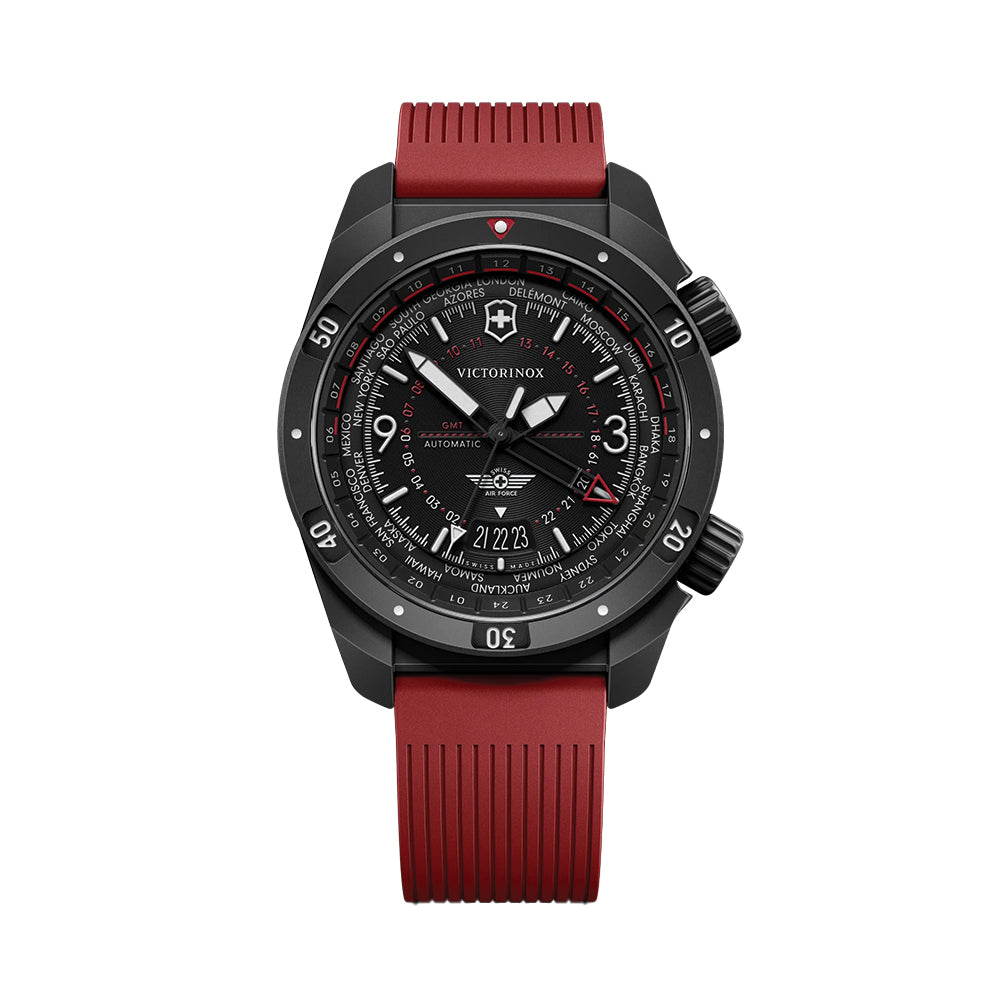 Air Pro 43mm - Black on Red Rubber Strap