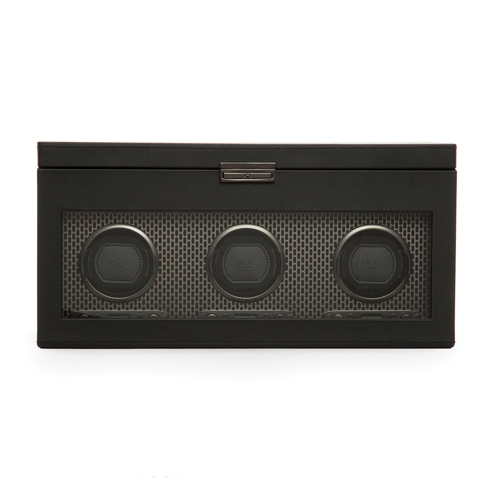 Axis Triple Watch Winder With Storage - Power Coat