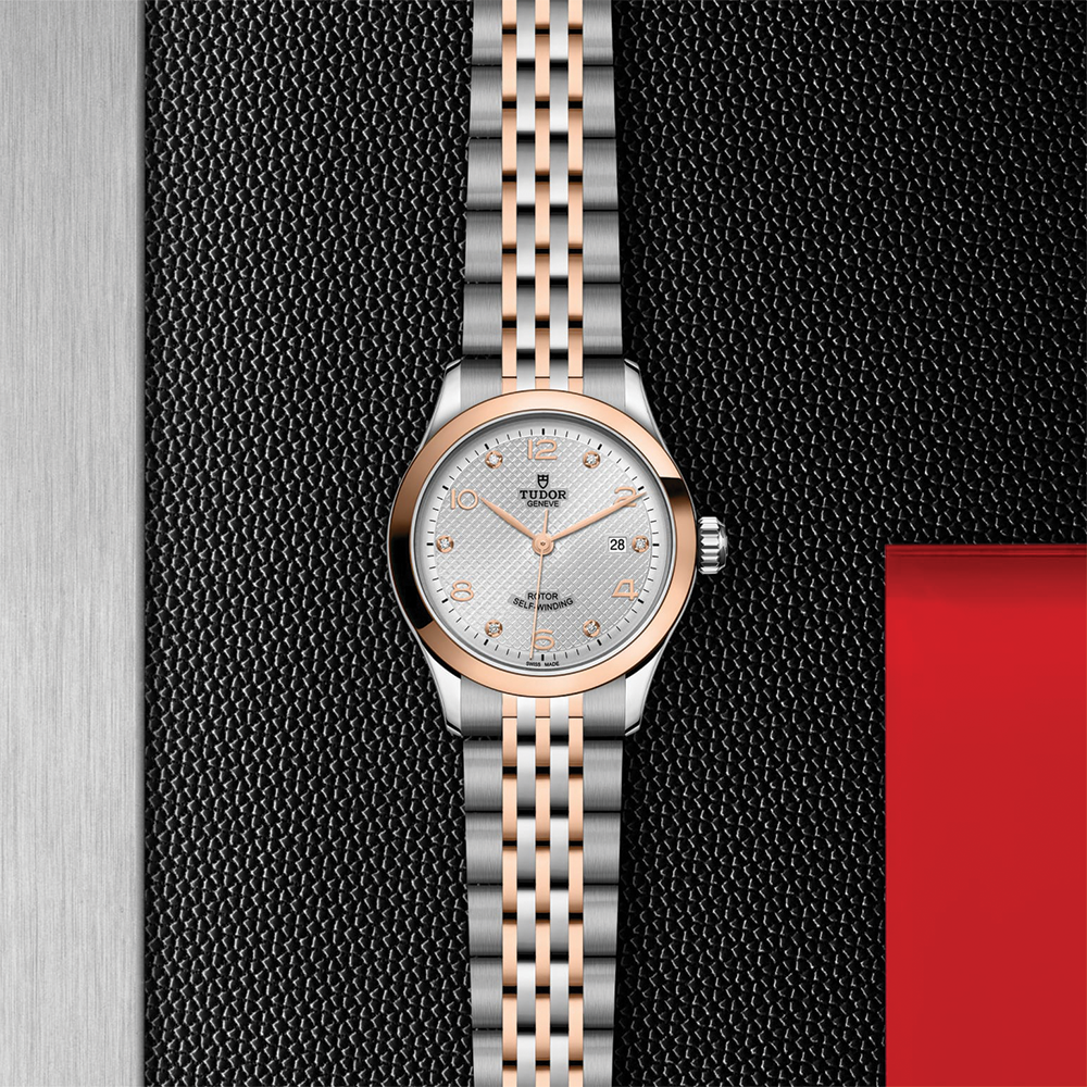 1926 Rose Gold Two-Tone 28mm - Silver, Diamond-Set on Bracelet