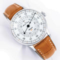 Pangaea Day Date White Dial 40mm on Cognac Croco Print Leather Strap w/ White Stitching