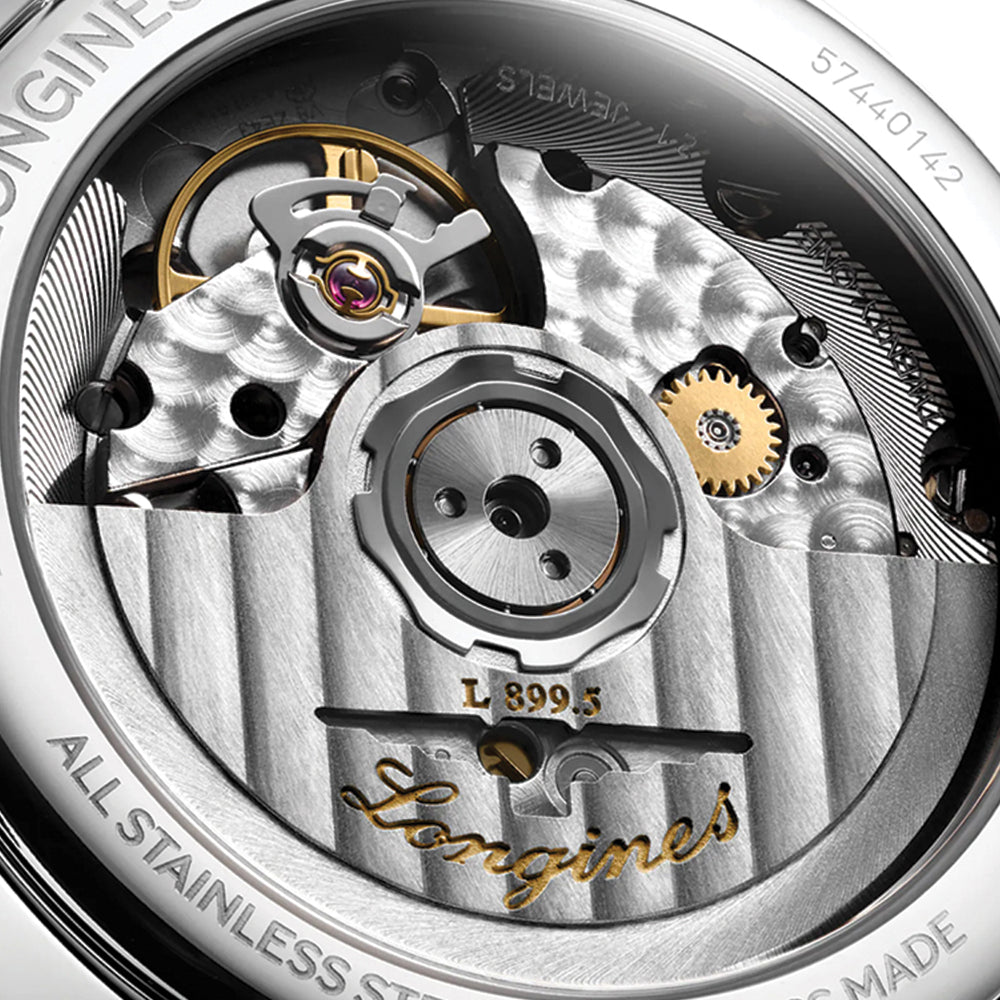 PrimaLuna Moonphase with Diamonds 34mm - White Mother-of-Pearl on Red Leather Strap