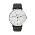 Metro 37mm - White Silver-Plated on Leather Strap