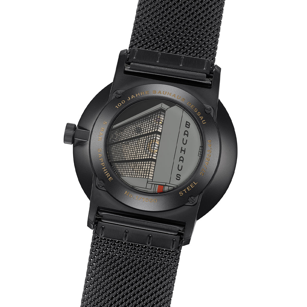 FORM A Bauhaus Black PVD-Coated 39.3mm - Black on Bracelet