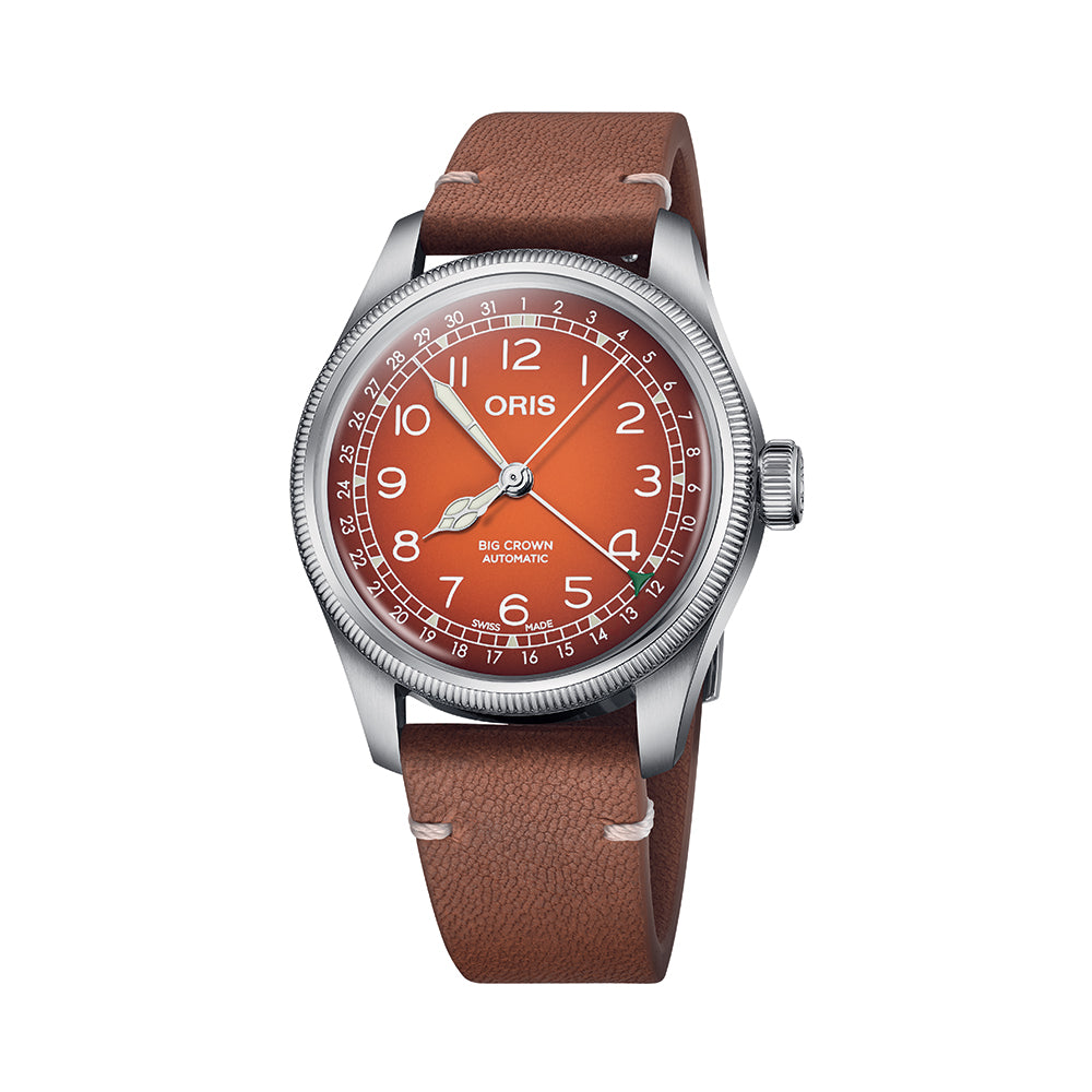 Big Crown Cervo Volante 40mm - Orange on Leather Strap