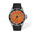 Tissot Seastar orange dial diver's watch with black bezel and black rubber strap