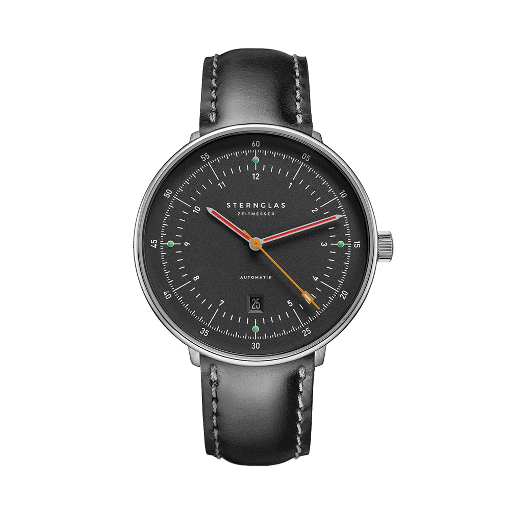 Hamburg 42mm - Graphite on Leather Strap