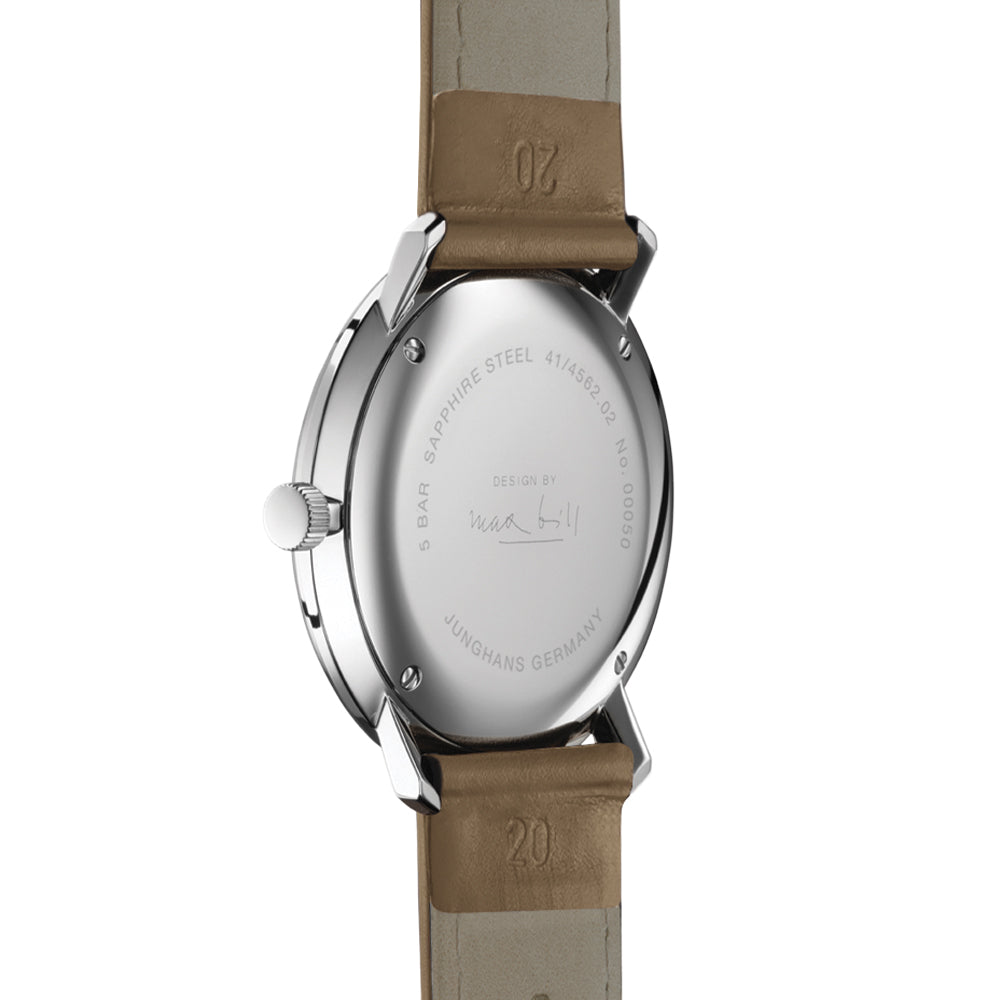Max Bill Quartz 38mm - White on Tan Leather Strap