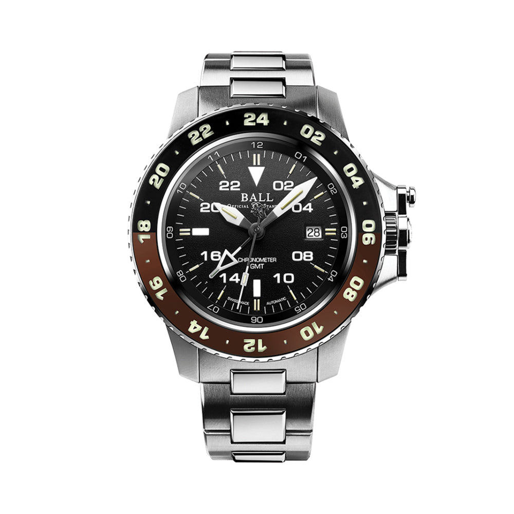Engineer Hydrocarbon AeroGMT II 42mm - Black/Brown Bezel on Bracelet
