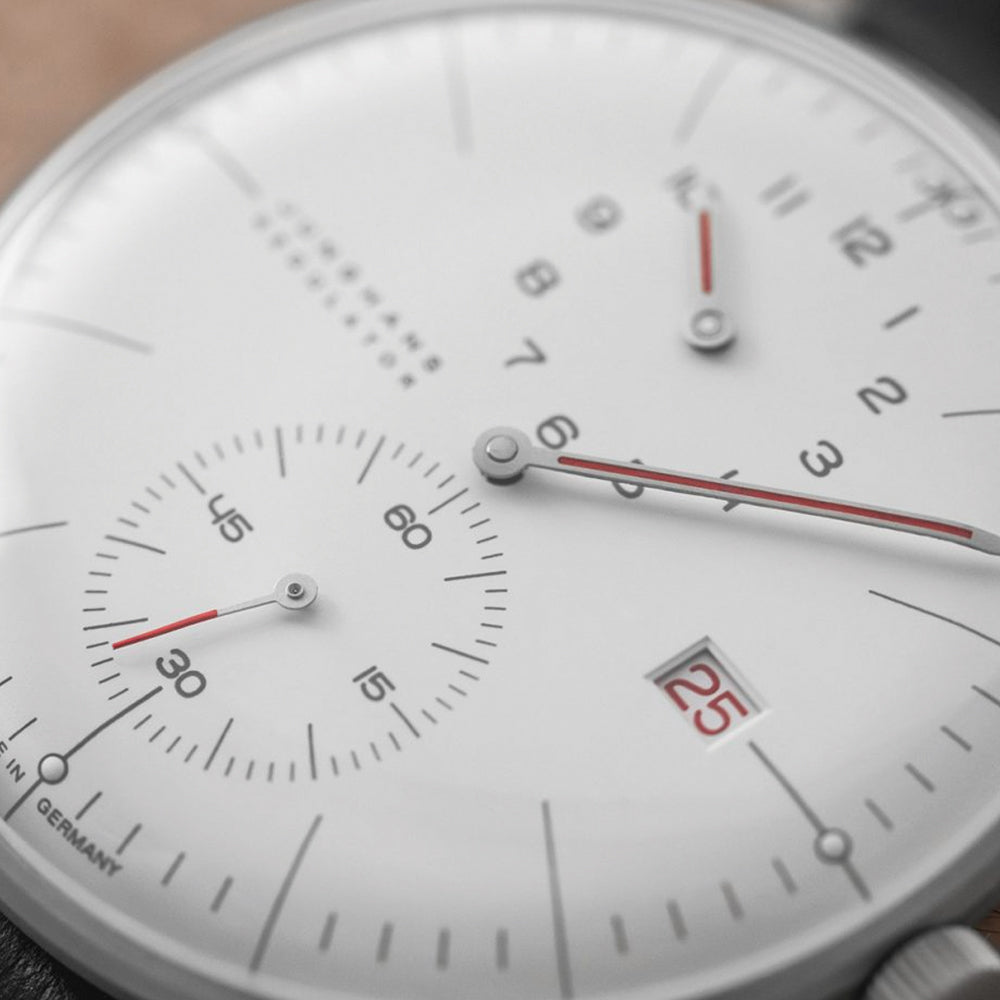 Max Bill Regulator Bauhaus 40mm - White on Leather Strap