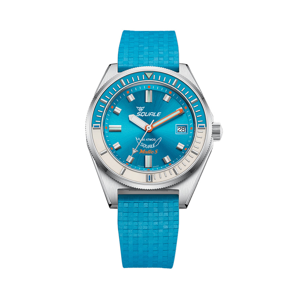 Matic S 37.8mm - Light Blue on Mosaic Rubber Strap