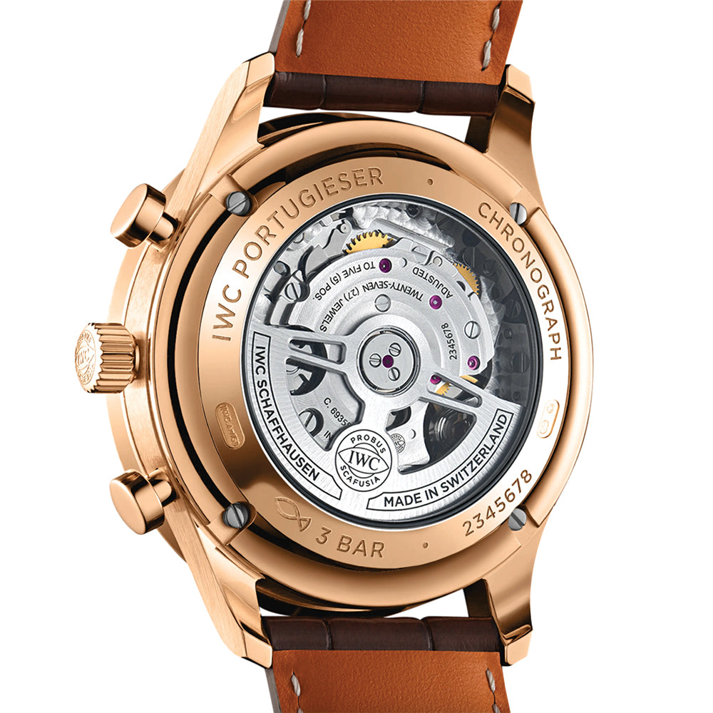 Portugieser Chronograph 18K 5N Gold Case 41mm - Silver-Plated on Leather Strap