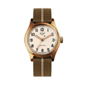 OLD SMITH Bronze No-Date 38mm - Ivory on Khaki x Beige Fabric Strap