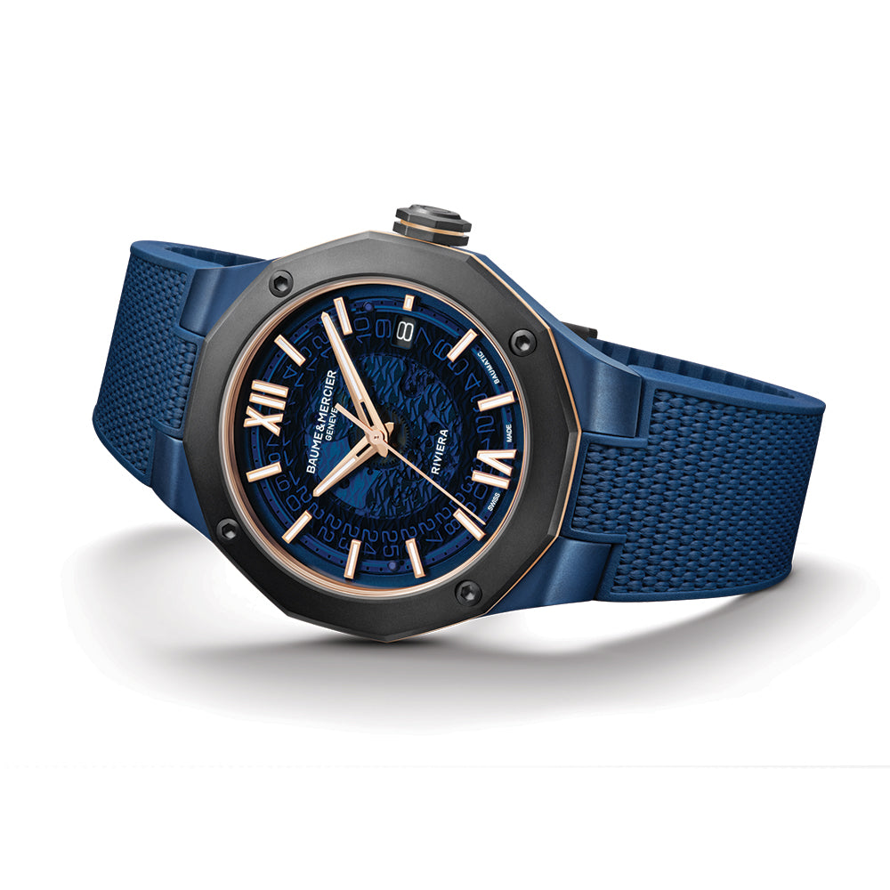 Riviera 10769 Baumatic Titanium 42mm - Blue on Rubber Strap