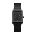 Rivanera Piccolo Guillochè 33mm - Black on Rubber Strap w/ Additional Strap