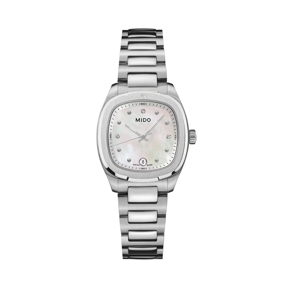 Multifort TV Quartz 28mm - White, Mother-of-Pearl, Diamond-Set on Bracelet