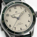Khaki Aviation Pilot Pioneer Auto 38mm - White on Green Leather Strap