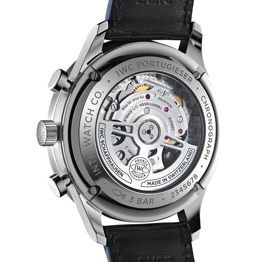 Portugieser Chronograph Blue Accents 41mm - Silver-Plated on Blue Leather Strap