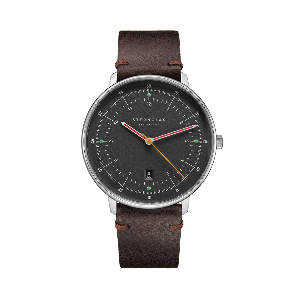 Hamburg Quartz 42mm - Graphite on Leather Strap