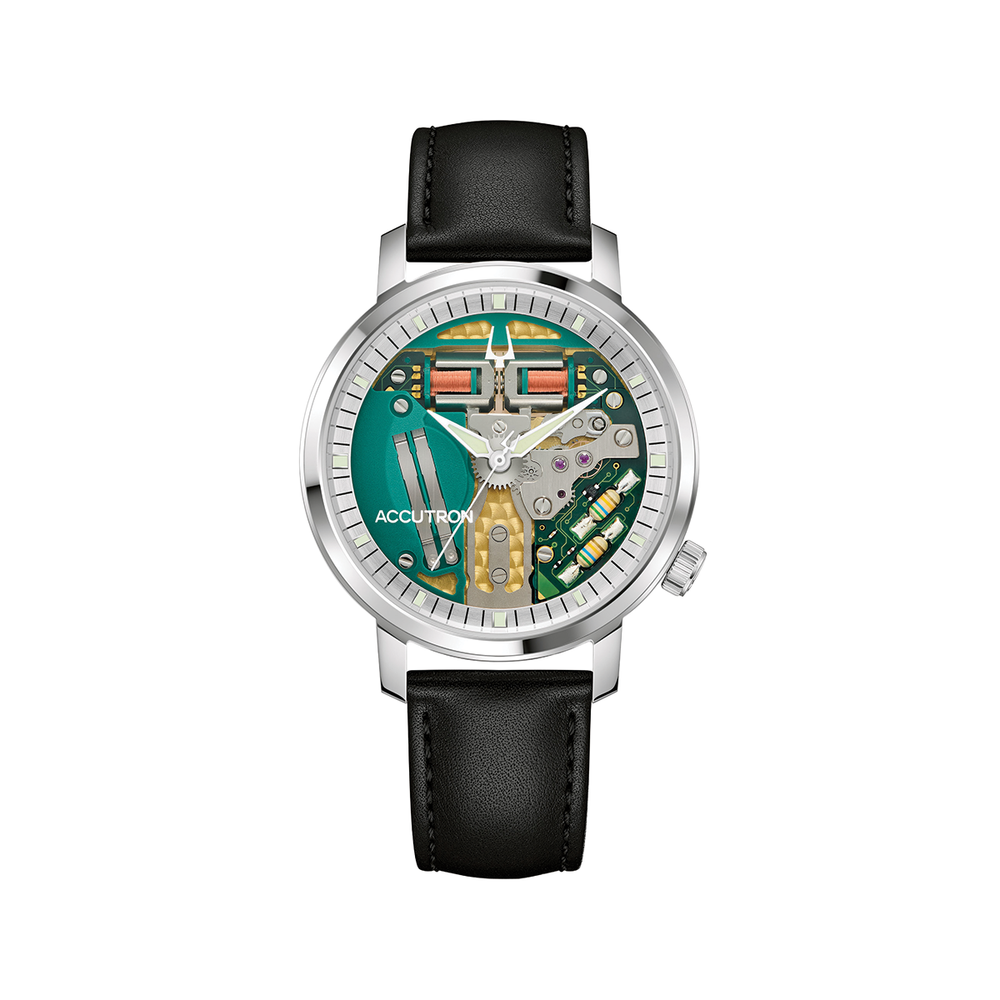 Tuning Fork Spaceview 314 39mm - Multicolored, Silver Accents on Leather Strap