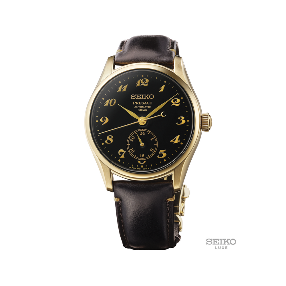 HCC006 Presage Classic Yellow Gold PVD 39.6mm - Black on Leather Strap