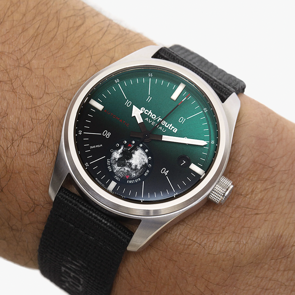 R Averau Moonphase Big Moon Green Degradè 39mm - Green on Fabric Strap