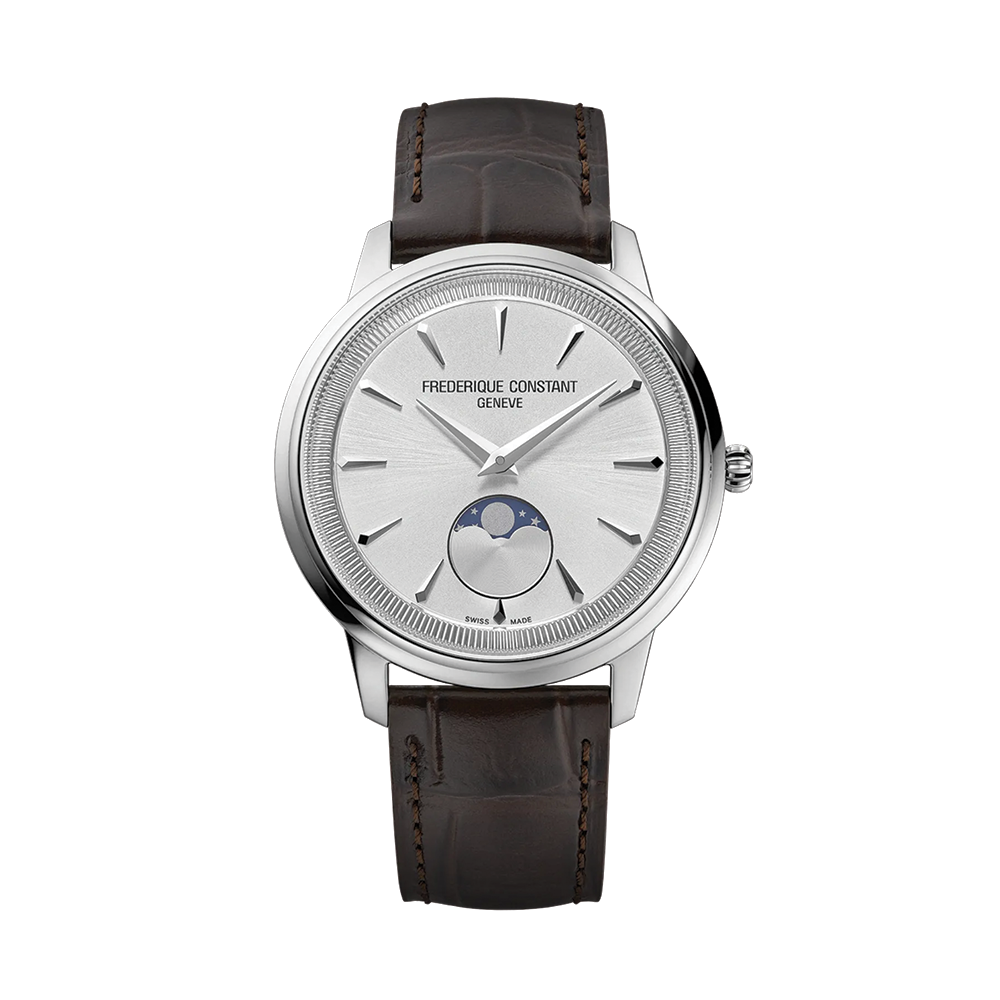 Classics Moneta Moonphase 37mm - Silver on Leather Strap