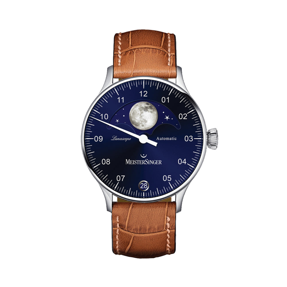 Lunascope 40mm - Sunburst Blue on Leather Strap