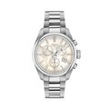Tissot PR 100 quartz chronograph 36mm on stainless steel bracelet with white mother-of-pearl dial