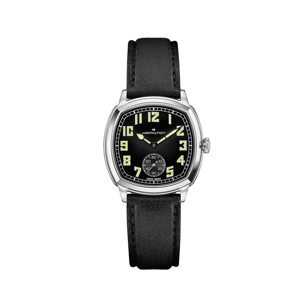 American Classic Cushion Mechanical 34mm - Black on Leather Strap