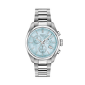 Tissot PR 100 quartz chronograph 36mm with blue mother-of-pearl dial and stainless steel bracelet