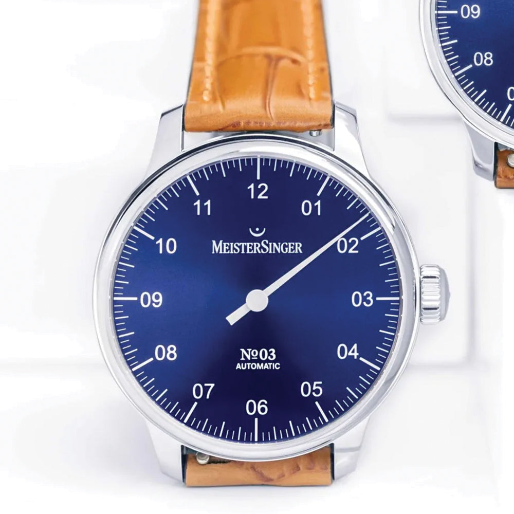 №03 43mm - Blue on Leather Strap