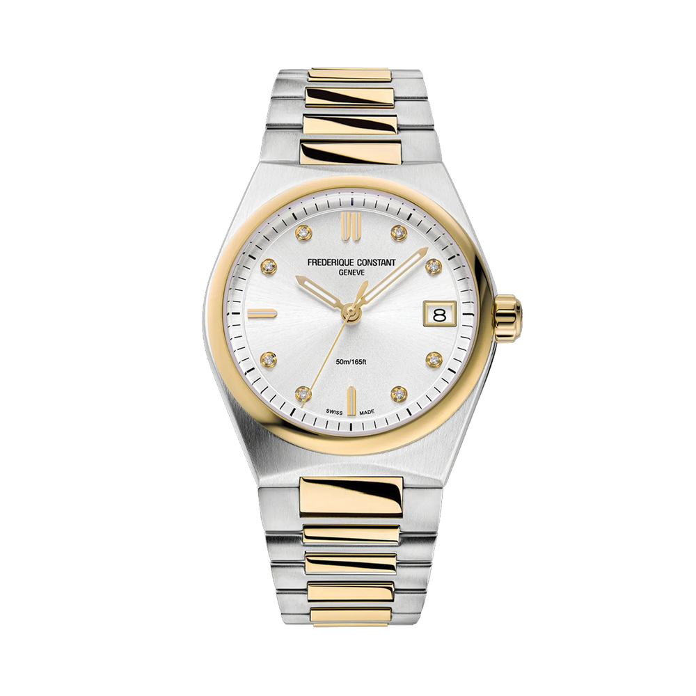 Highlife Ladies Quartz Two-Tone 31mm - Silver, Diamond-Set on Bracelet w/ Additional Rubber Strap