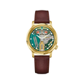 Gold-tone Spaceview 314 Limited Edition 37mm with brown leather strap and a skeleton dial with multicolored components.