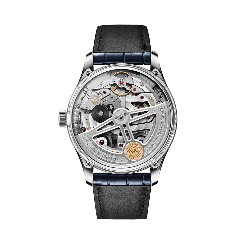 Portugieser Automatic Blue Accents 42mm - Silver-Plated on Blue Leather Strap