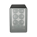 Neo Watch Winder Black with glass front showing six winding cups and a watch in one slot